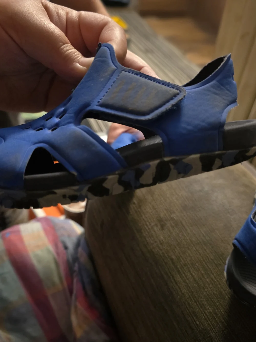 wonder nation Blue Kids Velcro Sandals with Camouflage Sole